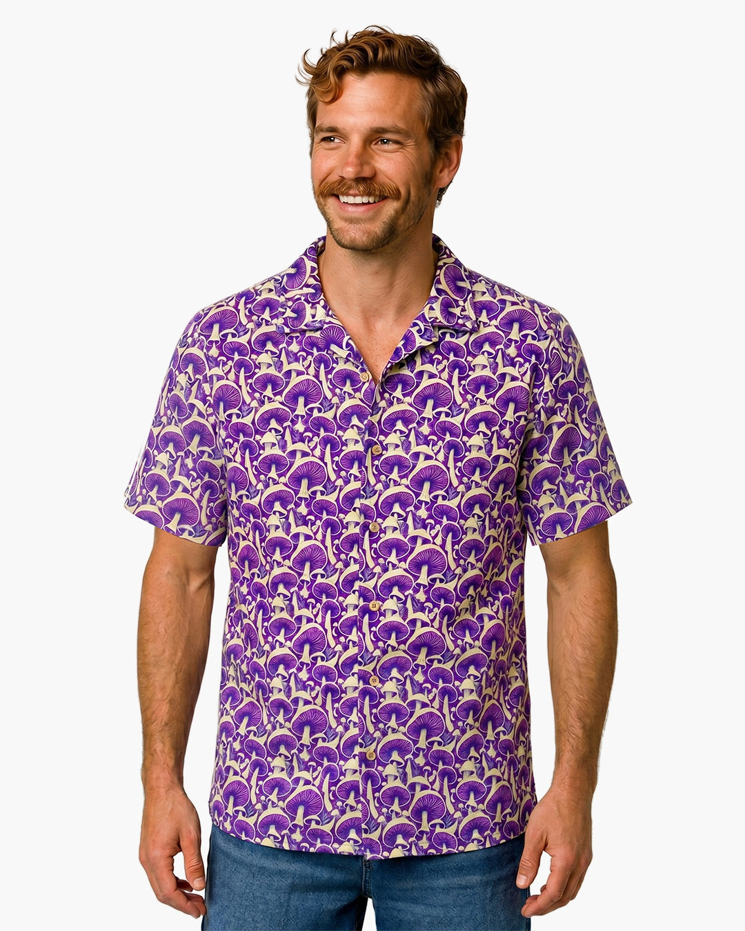 Camp Collar Shirt - Purple Mushrooms